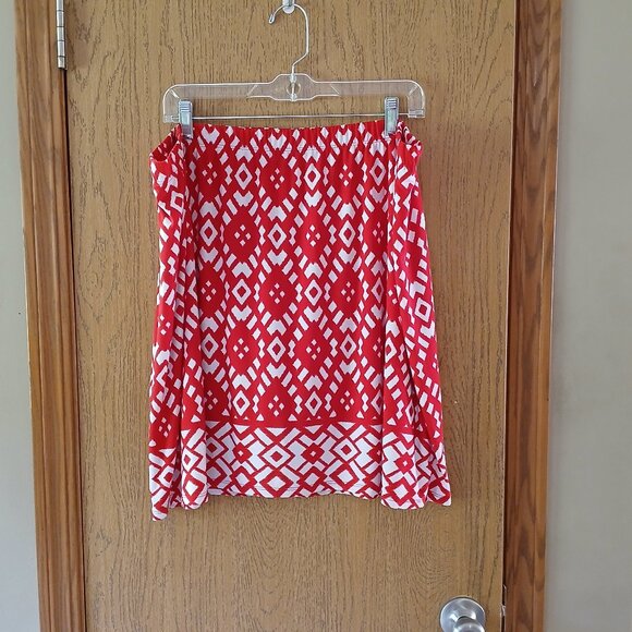 Susan Graver Red and White Print Skort Size 1X - Picture 1 of 4